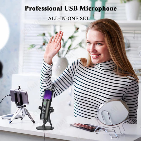 Microphone for video recording For YouTube and for broadcasting directly Works on pc and mac colorful rgb lighting
