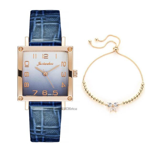 Luxury women's watches, leather bracelet square shape 2022 Fashion gradient colors