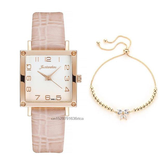 Luxury women's watches, leather bracelet square shape 2022 Fashion gradient colors