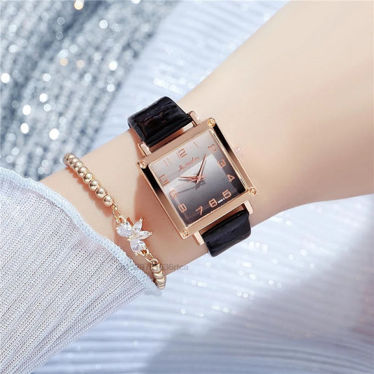 Luxury women's watches, leather bracelet square shape 2022 Fashion gradient colors
