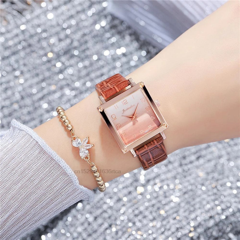 Load image into Gallery viewer, Luxury women's watches, leather bracelet square shape 2022 Fashion gradient colors
